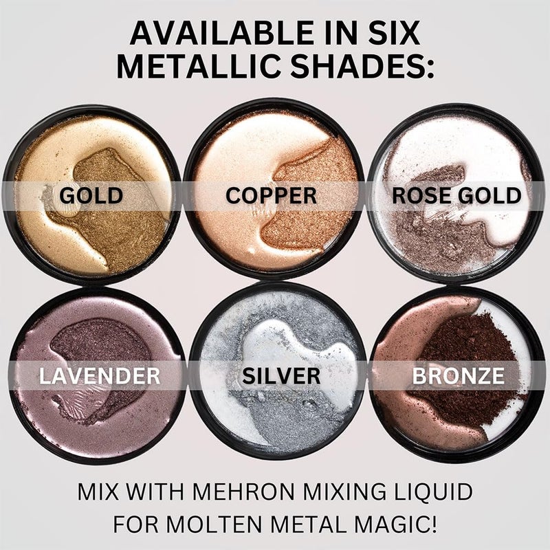 Mehron Makeup Metallic Powder (.17 oz) with Mixing Liquid (1 oz) (Silver) - Image 5