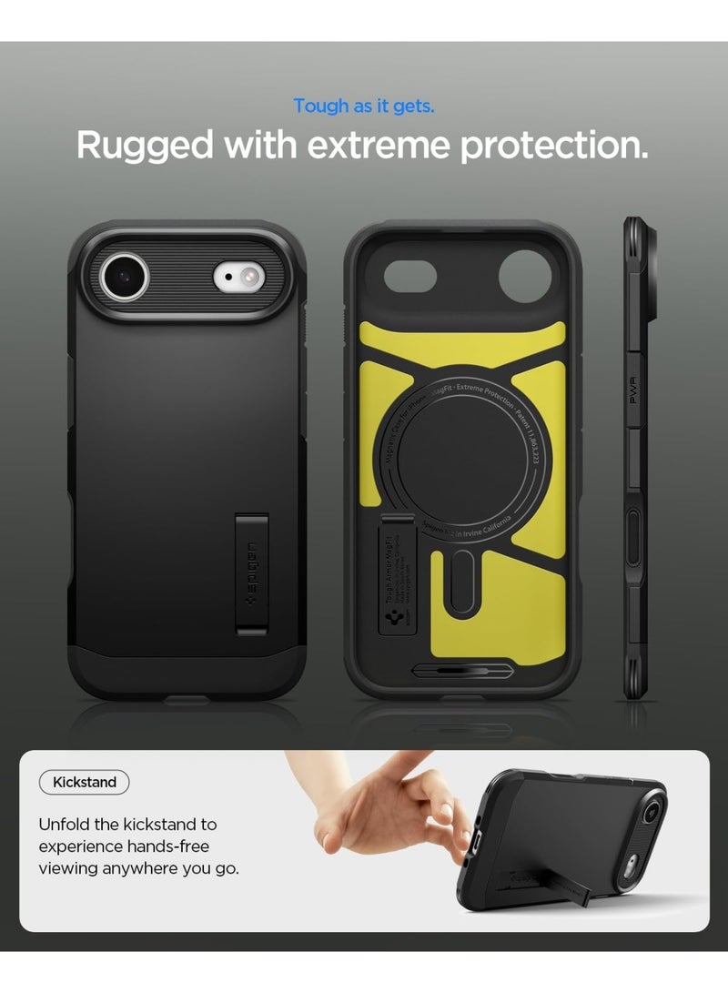 Spigen Tough Armor T MagFit for iPhone 17 Air Case MagSafe Cover with [Capacitive Camera Control Button] and Kickstand - Black - Image 2