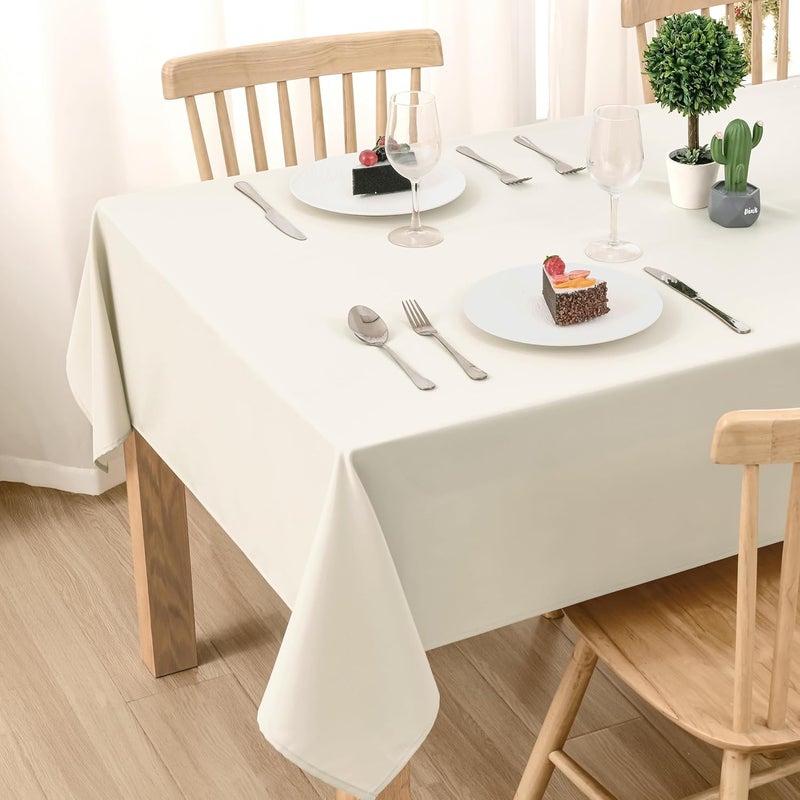 DWCN Champagne Tablecloth Outdoor Weatherproof 135 x 180 cm Stain Protection Washable Water-Repellent Table Linen Wipe Clean Waterproof Tablecloth for Dining Room, Garden, Party, Weddings or Household - Image 1