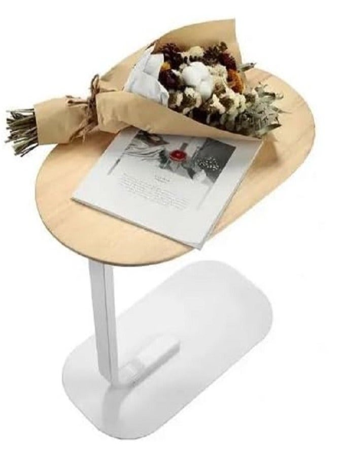 Decorhills Coffee Table Sofa Side Table – Creative Waterproof & Rustproof Surface, Modern Side Table for Sofa & Bed, Living Room, Space-Saving Design, Bedroom & Office Decoration (Beige & White) – Manual Assembling Required - Image 2