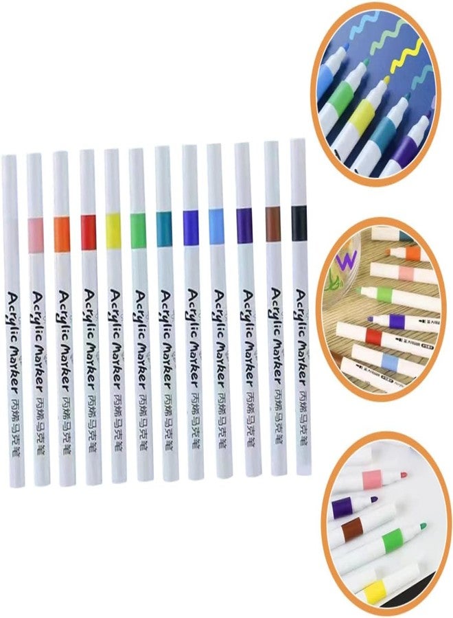 SHUTTLE ART 12pcs Acrylic Marker Pens, DIY Craft Making Supplies, Large Capacity Paint Marker For Rock Painting, Ceramic, Wood, Canvas, Plastic, Glass, Card Making, DIY Crafts, Art Supplies - Image 2