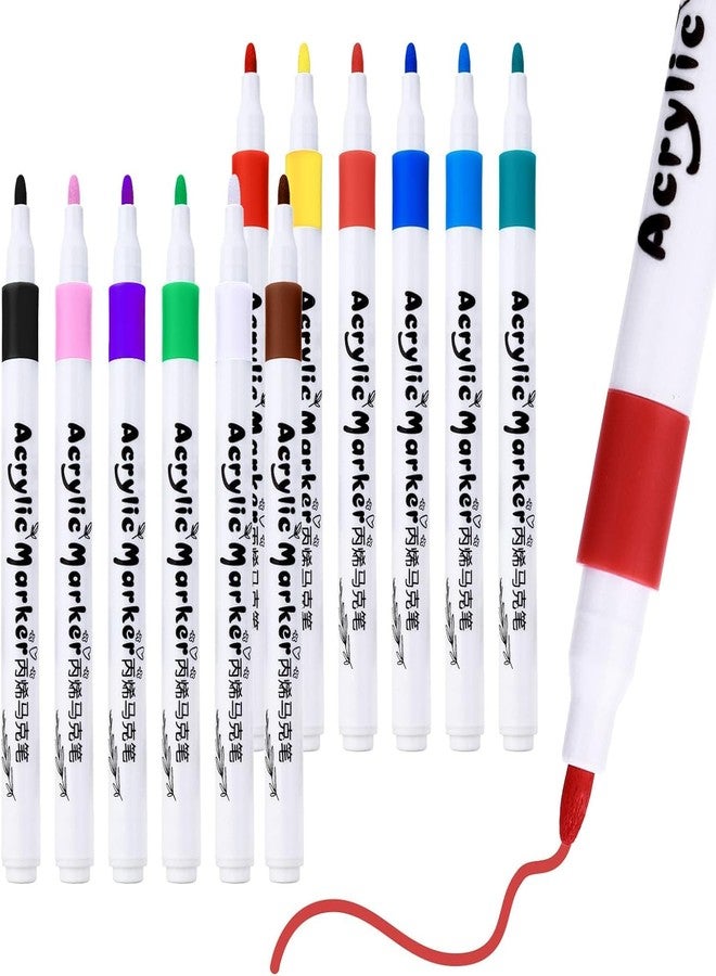 SHUTTLE ART 12pcs Acrylic Marker Pens, DIY Craft Making Supplies, Large Capacity Paint Marker For Rock Painting, Ceramic, Wood, Canvas, Plastic, Glass, Card Making, DIY Crafts, Art Supplies - Image 3