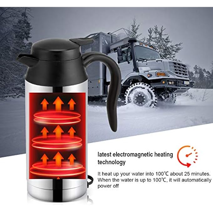 Trisar Car Kettle 12V 750Ml Food Grade Stainless Steel Car Heating Cup Portable Fast Boiling Travel Kettle With Indicator Light And Charger For Hot Water Coffee Tea Beverage - Image 5