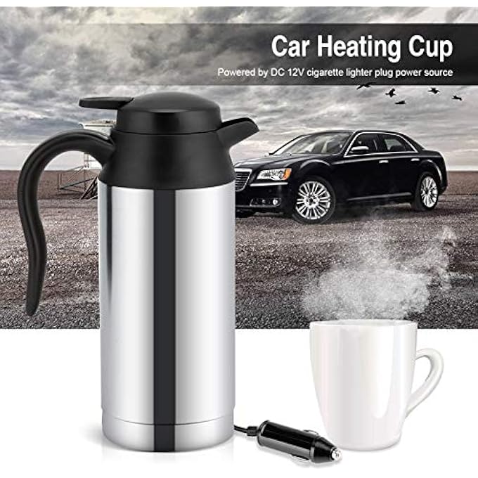 Trisar Car Kettle 12V 750Ml Food Grade Stainless Steel Car Heating Cup Portable Fast Boiling Travel Kettle With Indicator Light And Charger For Hot Water Coffee Tea Beverage - Image 3