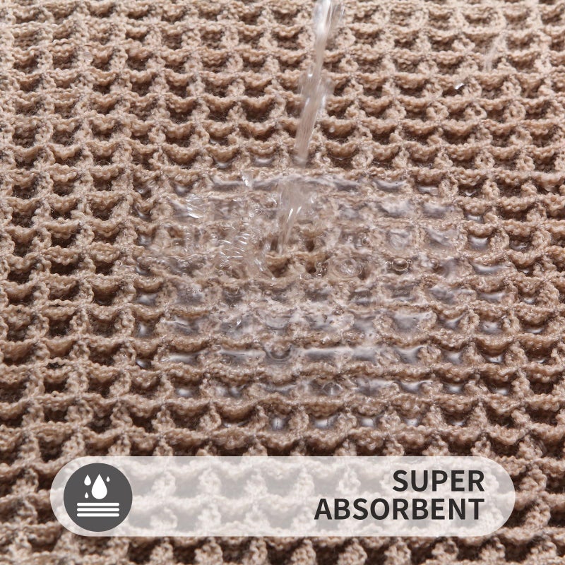 هوغابي حصيرة Hughapy Waffle Bath Pathed Waffle Design Super Extorbbent and Slip-Dististant مع Fringe ومطاط خلفي السجادة غير القابلة للانزلاق في الجهاز (Brown 18 "" × 30 "") - Image 1