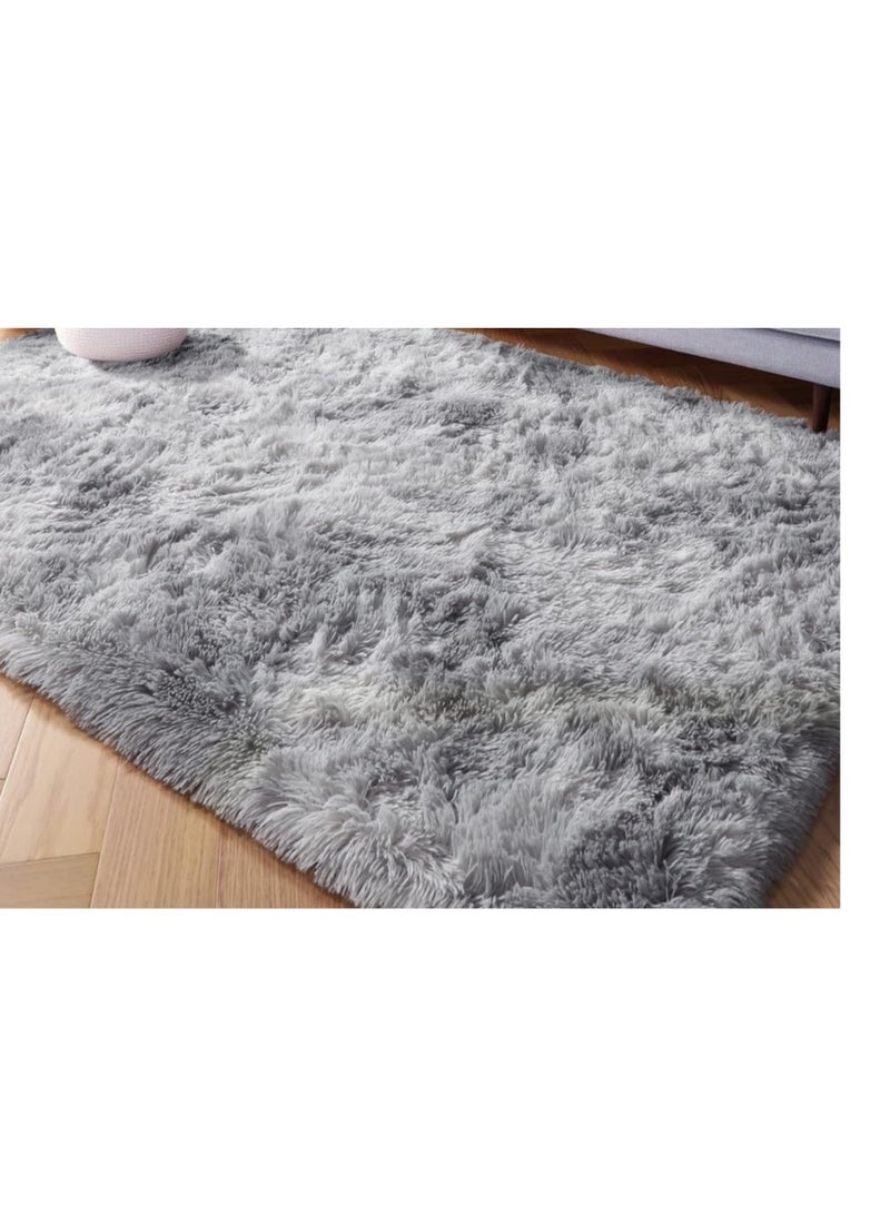 PAGISOFE Abstract Shaggy Area Rug, 4x6, Plush Furry Rugs for Living room, Tie-Dyed Light Grey Soft Fluffy Rugs for Bedroom, Fuzzy Rugs for Nursery, Dorm Shag Rugs for Grils Boys, Carpet for Kids Room - Image 1