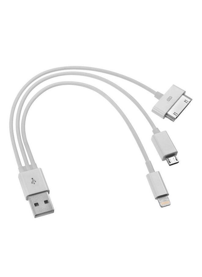 NIBEMINENT - 3-In-1 USB To Lightning/Micro USB/30-Pin Cable 21centimeter White - Image 1