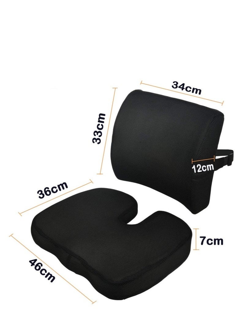 Portable Ergonomic Memory Foam Seat Cushion and Lumbar Support Pillow Set for Car Office Computer Chair Wheelchair - Image 5