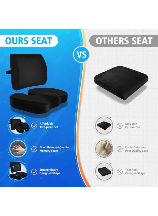 Portable Ergonomic Memory Foam Seat Cushion and Lumbar Support Pillow Set for Car Office Computer Chair Wheelchair - Image 3