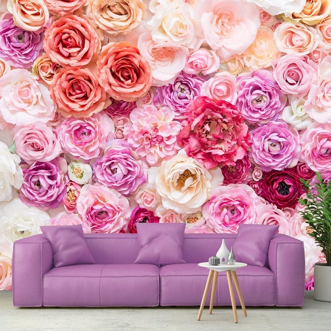 PINK ROSES WALL MURAL 3D WALLPAPER FOR GIRL BEDROOM BIG FLOWER FLORAL MURAL WALLPAPER 195X120