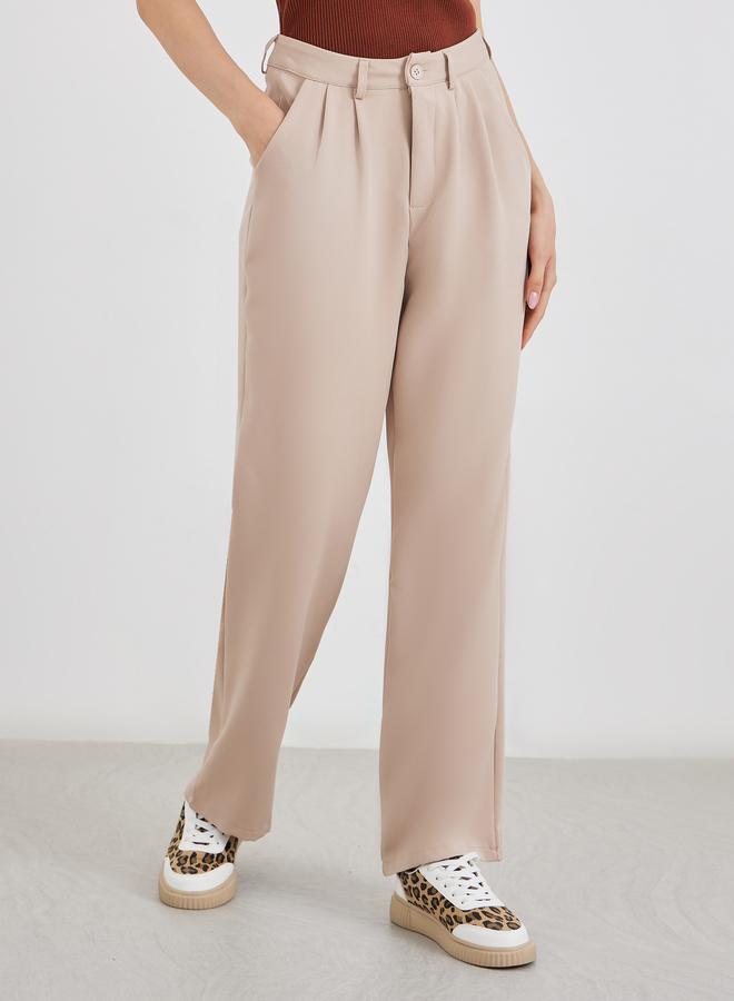 تايك تو طقم بليزر وبنطلون نسائي بيج سادة كاجوال - Image 5