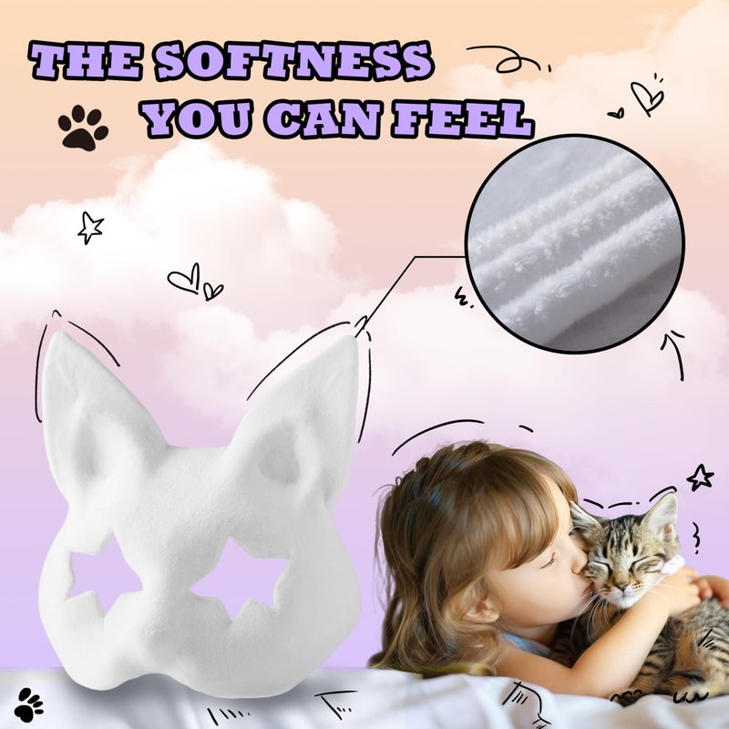 KemonoX Therian Cat Mask Kit with Star Eyes - White Fleeced Cat Mask Base with Faux Fur, Eye Mesh and Cat Like Fuzzy Fabric - Felted for You, Skip the Messy Work - Image 4