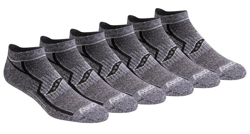 Saucony Men's Multi-Pack Bolt Performance Comfort Fit No-Show Socks, Grey Black (6 Pairs), Shoe Size: 8-12 - Image 1