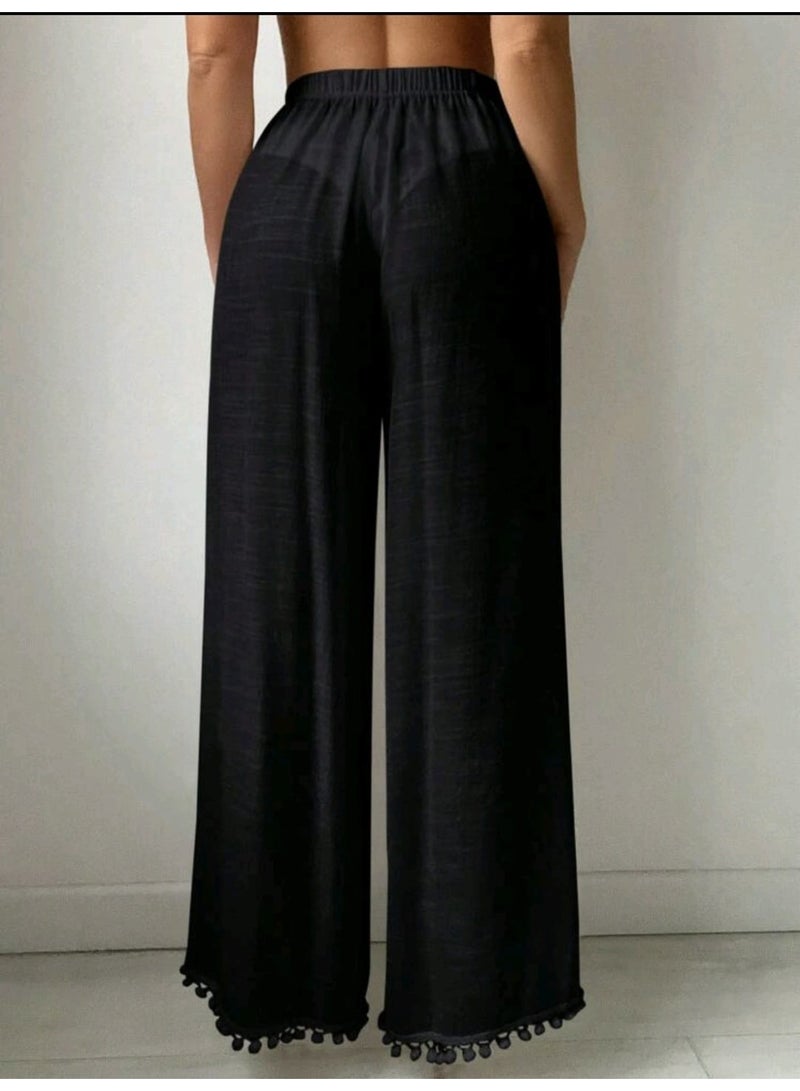 كاش مايوة من الشيفون/دانتيل One Size لجميع المقاسات من XS الى 2XL متعدد الالوان والاشكال (اسود بنطلون) - Image 2