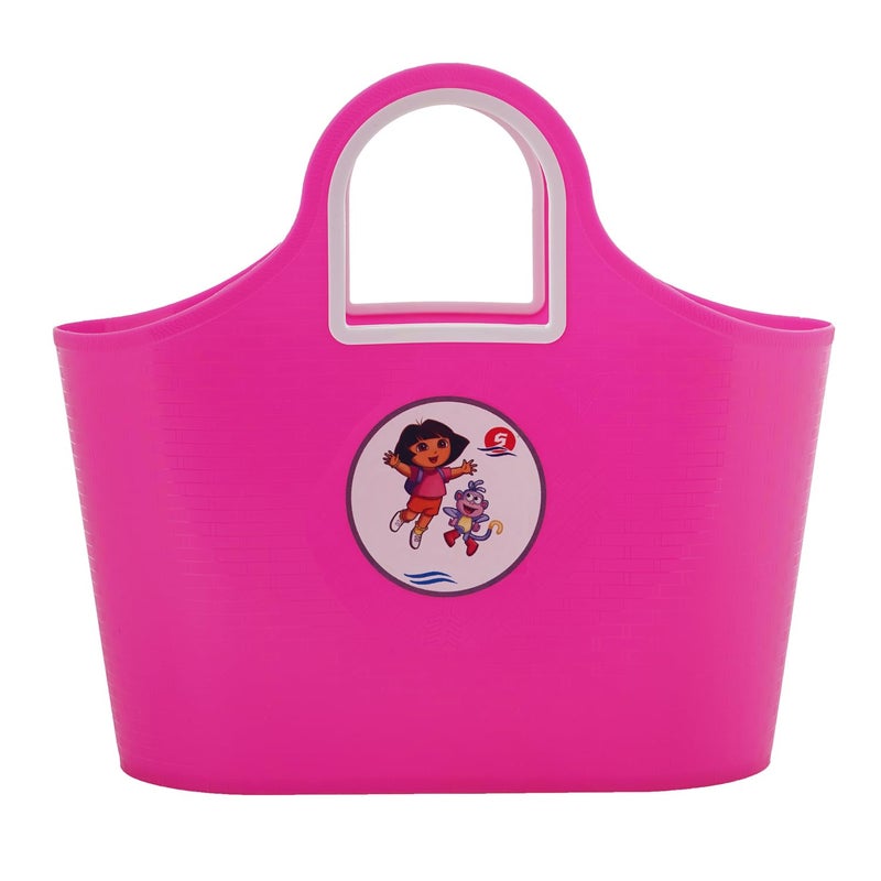 SGNS Sturdy Multipurpose Use Basket - Top Handle Plastic Basket for Shopping, Storage – Plastic Lunch Bag for Kids (Pink) - Image 1