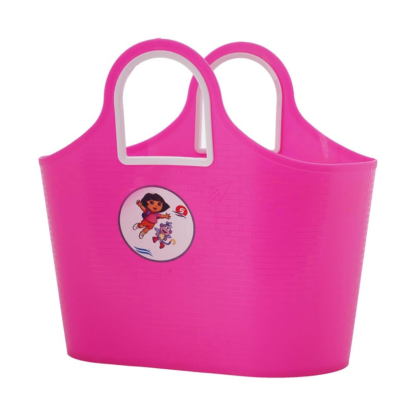 SGNS Sturdy Multipurpose Use Basket - Top Handle Plastic Basket for Shopping, Storage – Plastic Lunch Bag for Kids (Pink) - Image 3