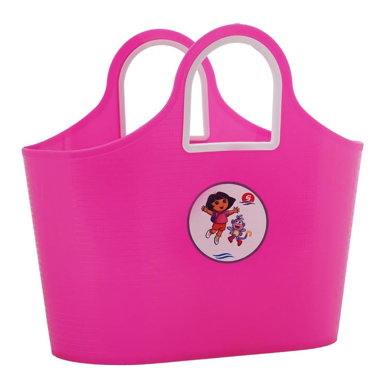 SGNS Sturdy Multipurpose Use Basket - Top Handle Plastic Basket for Shopping, Storage – Plastic Lunch Bag for Kids (Pink) - Image 2
