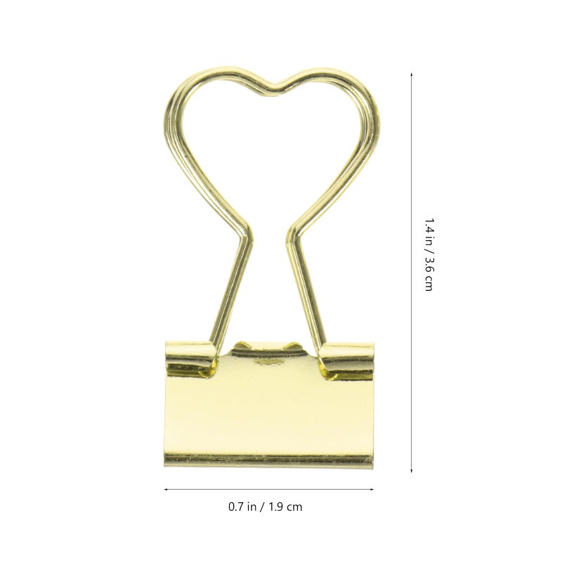 Gold Heart Shaped Metal Binder Clips 10 Pack for Organizing Bills Documents and Study Materials - Image 3