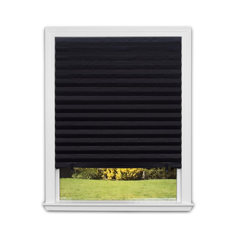 Redi Shade No Tools Original Blackout Pleated Paper Shade Black 36 W x 72 L 6 Pack - Image 1