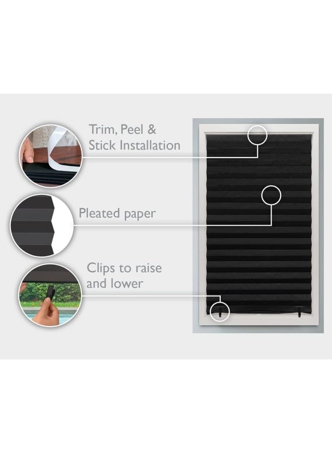 Redi Shade No Tools Original Blackout Pleated Paper Shade Black 36 W x 72 L 6 Pack - Image 2