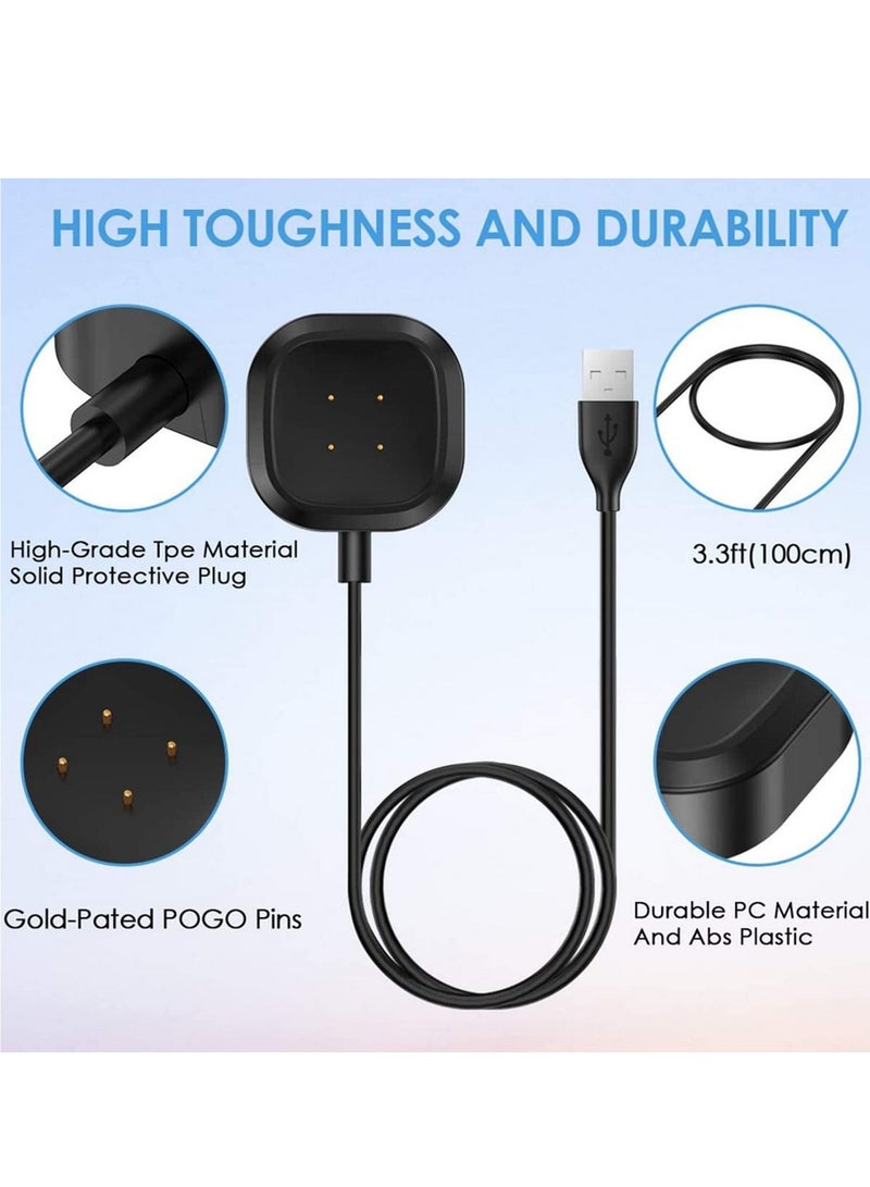 2-Pack 1m Charger Compatible with Fitbit Versa 3 Smart Watch USB Charging Cable Adapter for Fitbit Sense Replacement Accessory - Image 3