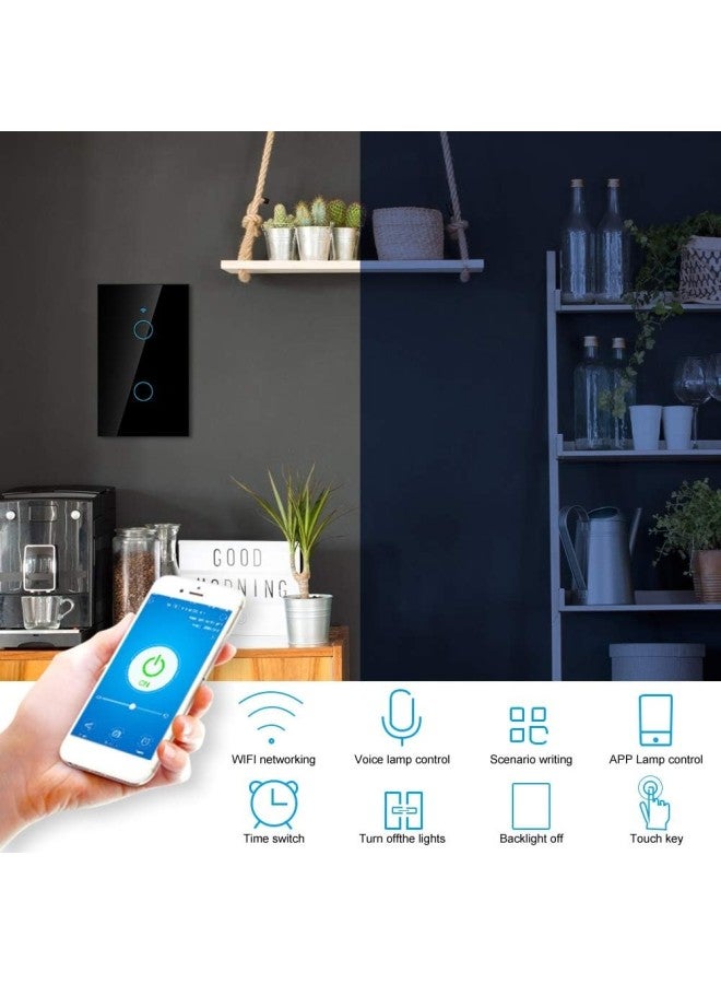 klarako WiFi Touch Screen Switch Remote Switch with Highly Sensitive Touch Keys, Suitable for Alexa Google, SIRI Voice Control, 2-Way AC(Black) - Image 3