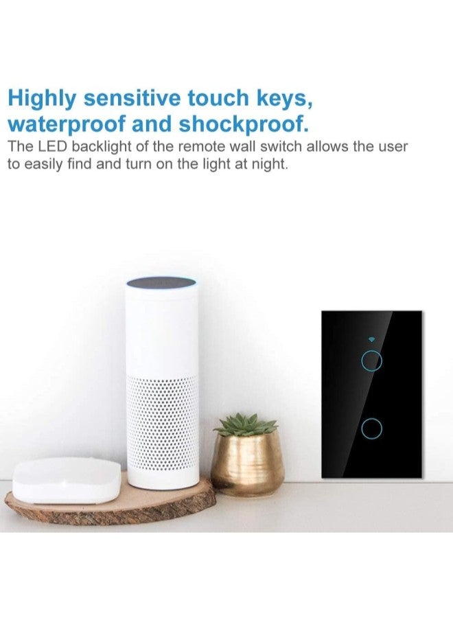 klarako WiFi Touch Screen Switch Remote Switch with Highly Sensitive Touch Keys, Suitable for Alexa Google, SIRI Voice Control, 2-Way AC(Black) - Image 5