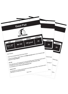Navy Penguin Easel Pad 23X32" 3 Pack (75 Sheets) Flip Chart Paper 25 Sheets Pack Plain White Poster Flipchart 100 Gsm Large Drawing Pad For Teachers Kids Classroom Office Craft Art Presentation  - Image 1