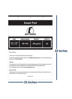 Navy Penguin Easel Pad 23X32" 3 Pack (75 Sheets) Flip Chart Paper 25 Sheets Pack Plain White Poster Flipchart 100 Gsm Large Drawing Pad For Teachers Kids Classroom Office Craft Art Presentation  - Image 3