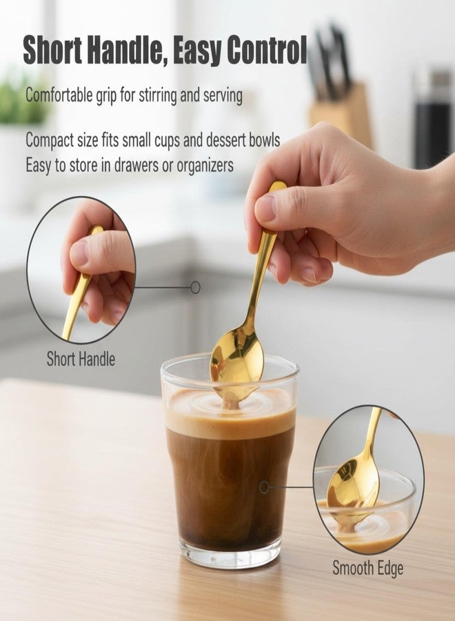 EWUHRY 6PCS Mini Gold Spoons, Short Handle Scoops for Salt Sugar Coffee Tea Dessert Condiments - Small Canister Scoops for Candy Buffet (Gold) - Image 4