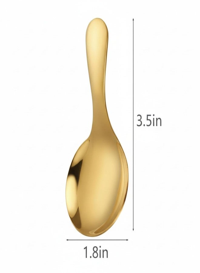 EWUHRY 6PCS Mini Gold Spoons, Short Handle Scoops for Salt Sugar Coffee Tea Dessert Condiments - Small Canister Scoops for Candy Buffet (Gold) - Image 2