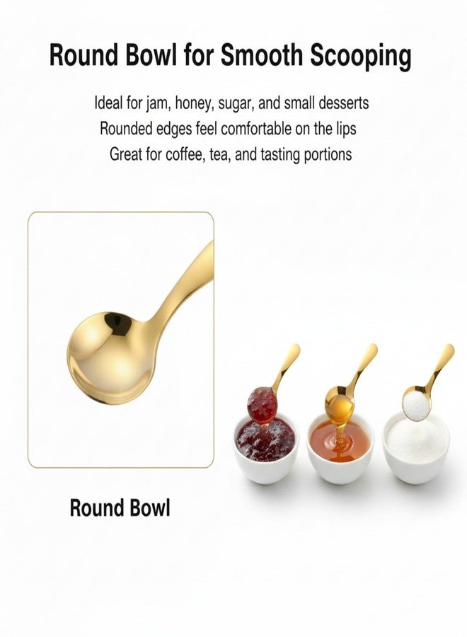 EWUHRY 6PCS Mini Gold Spoons, Short Handle Scoops for Salt Sugar Coffee Tea Dessert Condiments - Small Canister Scoops for Candy Buffet (Gold) - Image 3