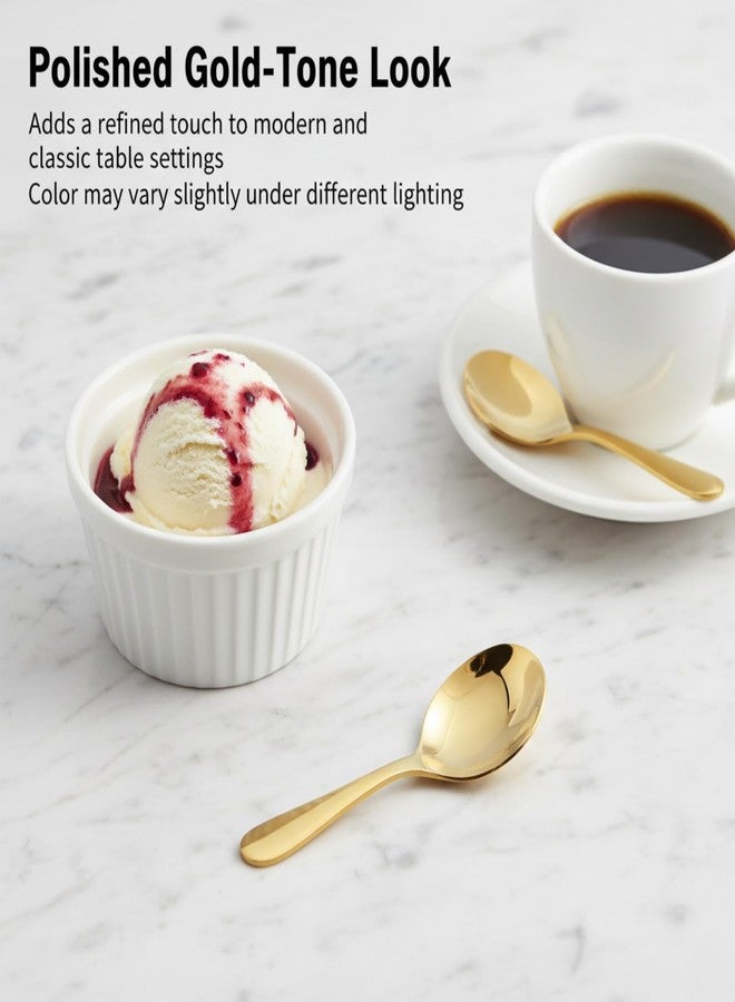 EWUHRY 6PCS Mini Gold Spoons, Short Handle Scoops for Salt Sugar Coffee Tea Dessert Condiments - Small Canister Scoops for Candy Buffet (Gold) - Image 5