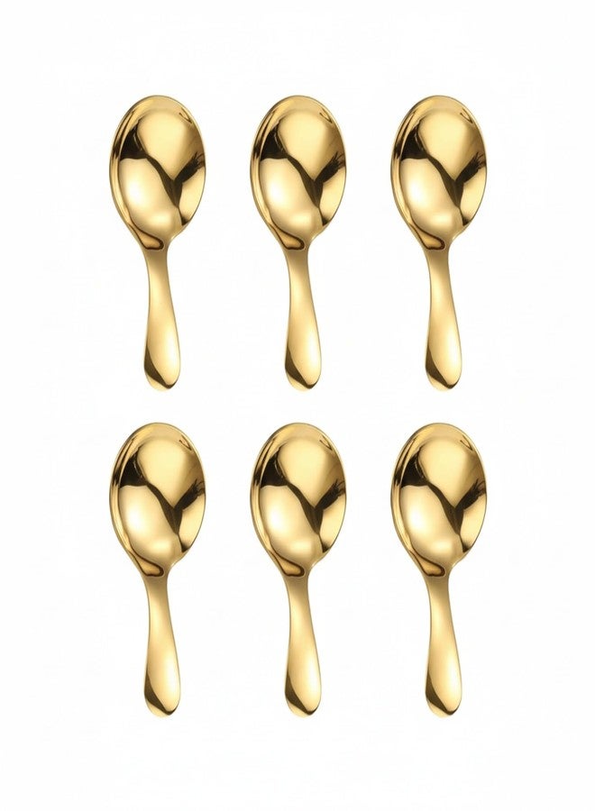EWUHRY 6PCS Mini Gold Spoons, Short Handle Scoops for Salt Sugar Coffee Tea Dessert Condiments - Small Canister Scoops for Candy Buffet (Gold) - Image 1