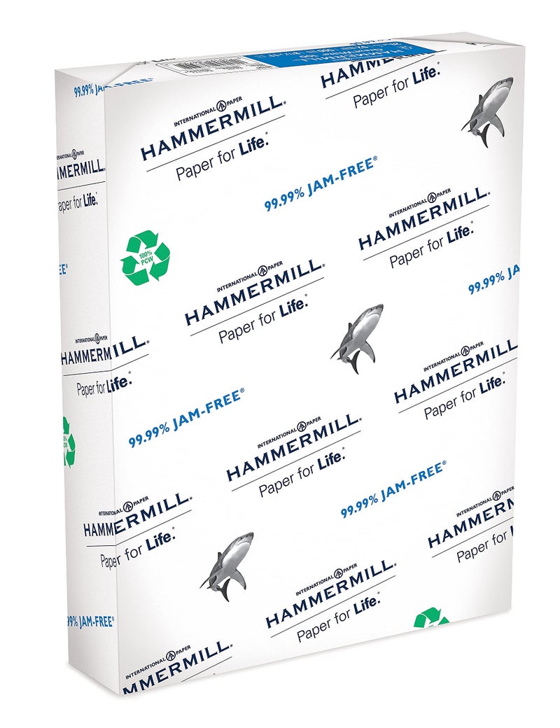 Hammermill Printer Paper, Great White 100% Recycled Paper, 8.5 x 11 - 1 Ream (500 Sheets) - 92 Bright, Made in the USA, 086790R - Image 1