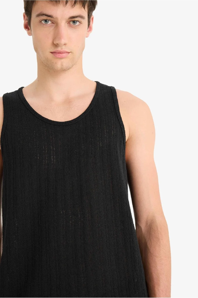 ديفاكتو Slim Fit Ribana Crew Neck Tank Top