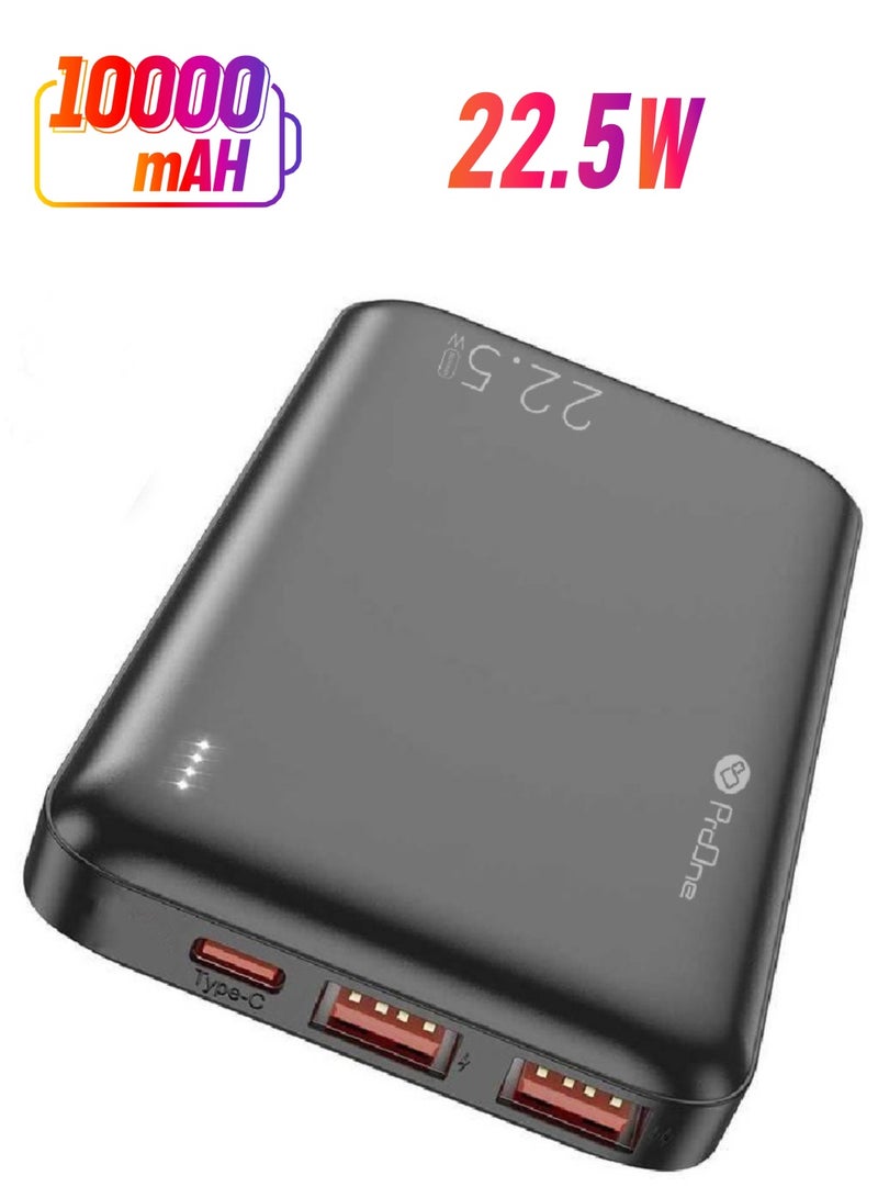 ProOne ProOne PPB5115 10000mAh Portable Power Bank, 22.5W Fast Charging with USB-A & USB-C Ports, Slim Polymer Battery with Micro Input - Image 5