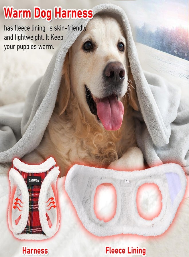 GAMUDA Small Dog Harness Collar and Leash Set, Step in No Chock No Pull Soft Mesh Adjustable Dog Vest Harnesses Plaid Reflective for Dogs Puppy Cats Kitten Rabbit (Warm Red, S) - Image 4