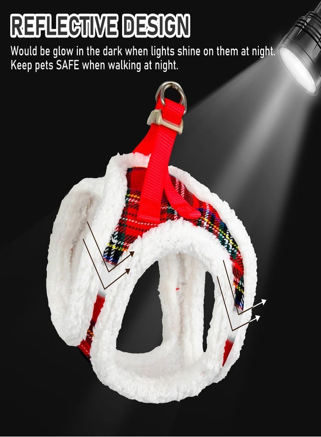 GAMUDA Small Dog Harness Collar and Leash Set, Step in No Chock No Pull Soft Mesh Adjustable Dog Vest Harnesses Plaid Reflective for Dogs Puppy Cats Kitten Rabbit (Warm Red, S) - Image 3