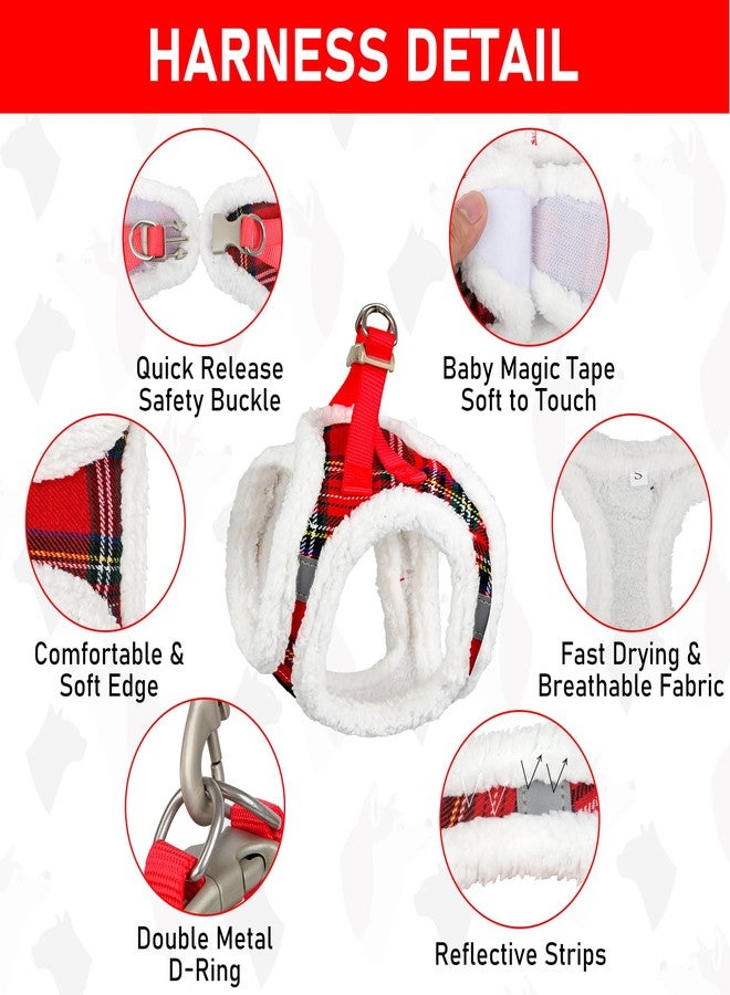 GAMUDA Small Dog Harness Collar and Leash Set, Step in No Chock No Pull Soft Mesh Adjustable Dog Vest Harnesses Plaid Reflective for Dogs Puppy Cats Kitten Rabbit (Warm Red, S) - Image 2