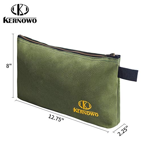 KERNOWO 4 Pack Upgrade Zipper Canvas Tool Pouch, 20 oz Heavy Duty Tool Bag, Water Resistant Utility tools Organizer, 12.75 X 8 X 2.25 inch Spacious Storage Pouches with Dependable Brass Zippers - Image 2