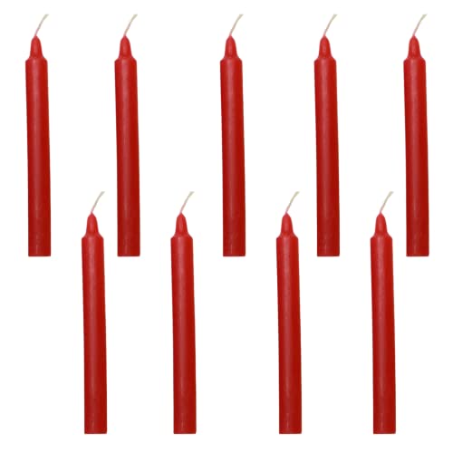 Floryn Decor Red Ritual Candles | Unscented Wax Blend Candles | Pack of 10 Taper Candles - Image 1