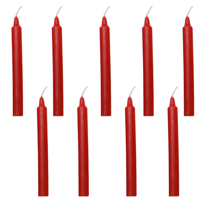 Floryn Decor Red Ritual Candles | Unscented Wax Blend Candles | Pack of 10 Taper Candles - Image 5