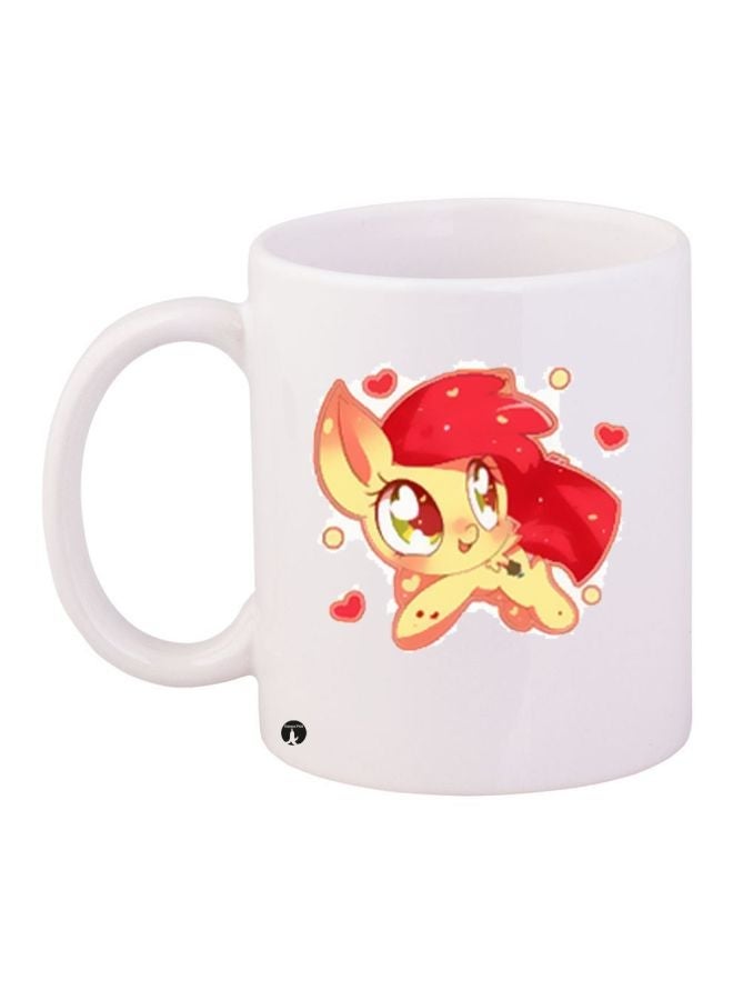 RYN Cartoon Printed Coffee Mug White/Red/Yellow 11ounce