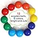 Dinhon Wooden Rainbow Ball 12 Pcs Montessori Balls Toy 18 Inch Wooden Replacement Ball Educational Counting Toys Preschool Learning Material for Montessori - Image 4