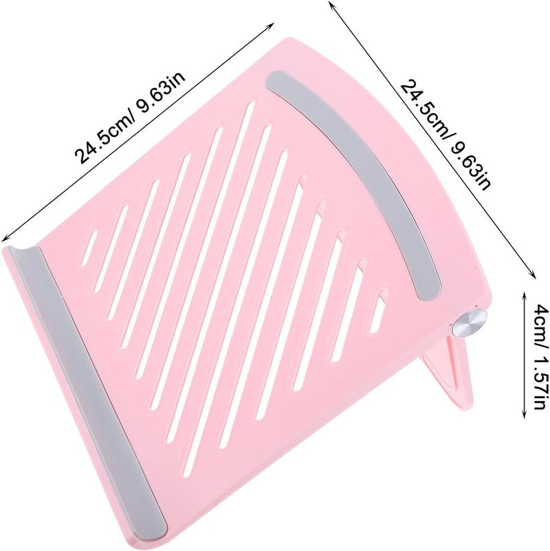Portable Foldable Adjustable Laptop Stand with Ventilated Cooling Platform, Multi-Angle Riser for Desk Use, Pink Notebook Holder for Overheating Prevention and Gaming Sessions - Image 2