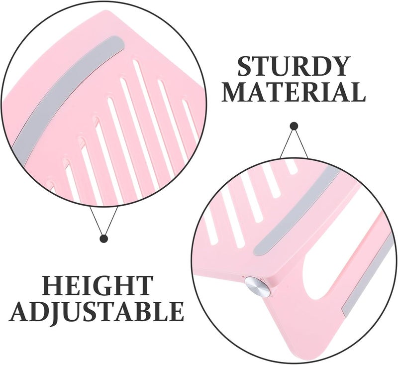 Portable Foldable Adjustable Laptop Stand with Ventilated Cooling Platform, Multi-Angle Riser for Desk Use, Pink Notebook Holder for Overheating Prevention and Gaming Sessions - Image 3