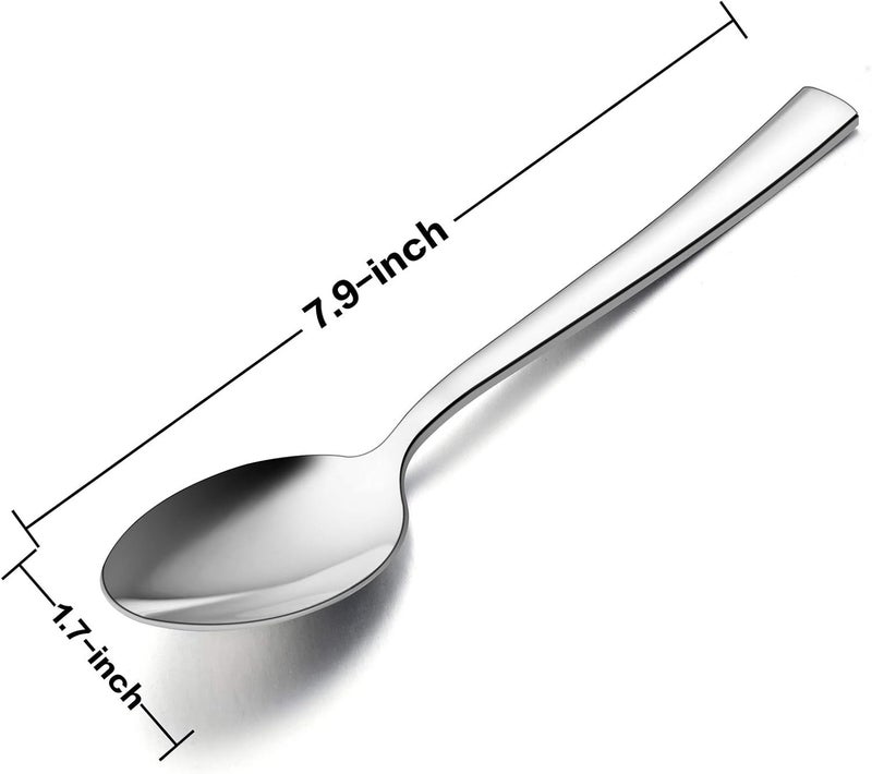 E-far Dinner Spoons Set of 12, 7.9 Inch Stainless Steel Soup Spoons Tablespoons for Home, Kitchen or Restaurant, Non-toxic & Mirror Polished, Squared Edge & Dishwasher Safe - Image 2