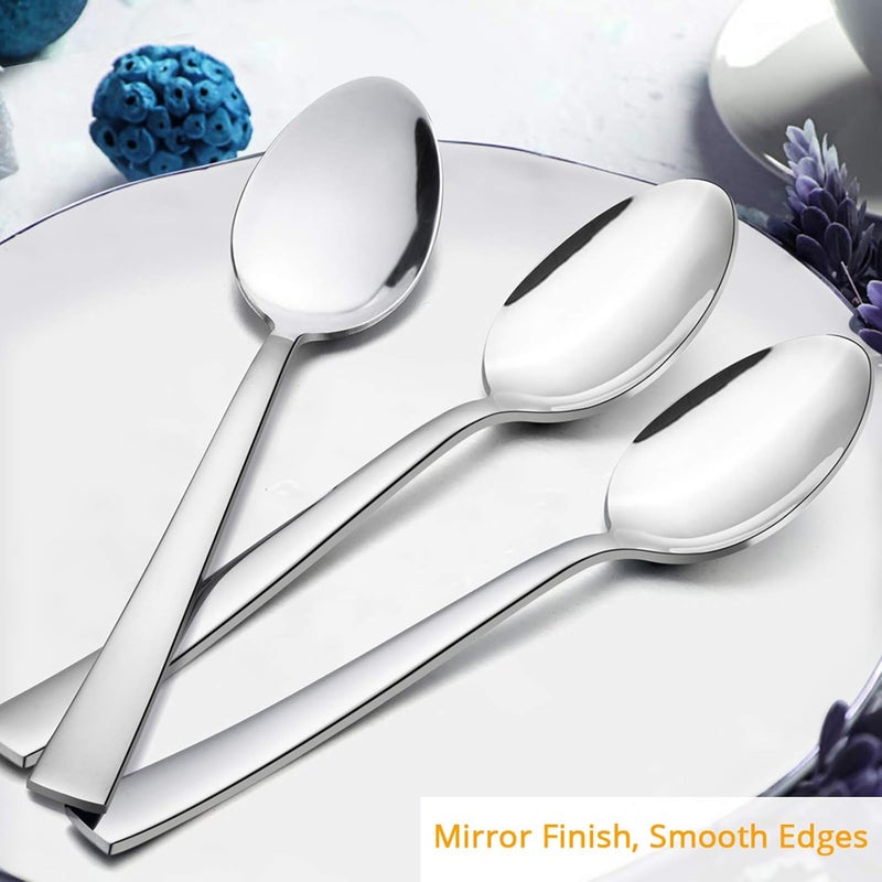 E-far Dinner Spoons Set of 12, 7.9 Inch Stainless Steel Soup Spoons Tablespoons for Home, Kitchen or Restaurant, Non-toxic & Mirror Polished, Squared Edge & Dishwasher Safe - Image 4