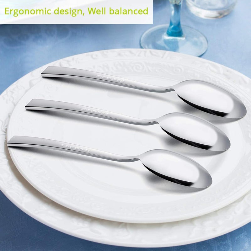 E-far Dinner Spoons Set of 12, 7.9 Inch Stainless Steel Soup Spoons Tablespoons for Home, Kitchen or Restaurant, Non-toxic & Mirror Polished, Squared Edge & Dishwasher Safe - Image 5
